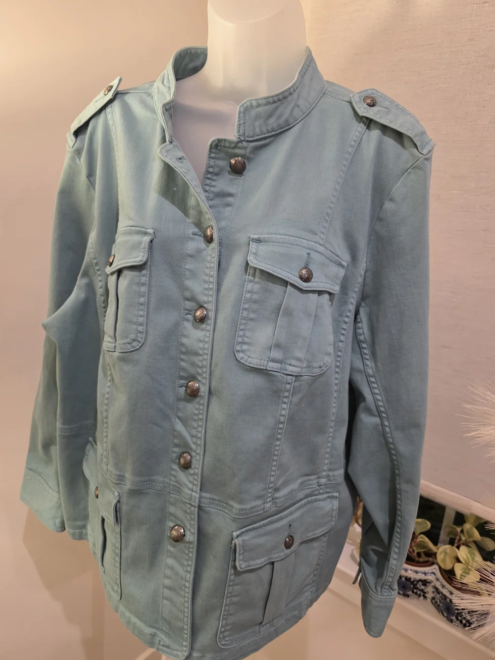 Talbots Utility Button-Front Jacket in Sage Green Size 2X - Picture 9 of 16